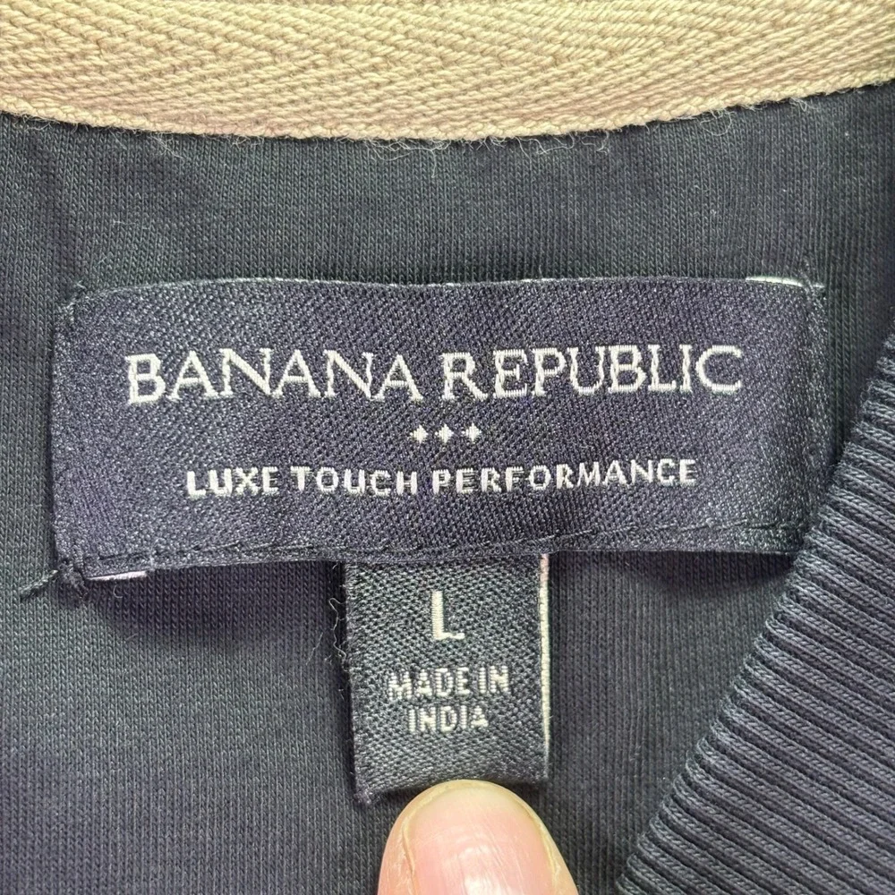 Banana Republic Mens Bomber Jacket Sz L Black Luxe Touch Performance Full‎ Zip